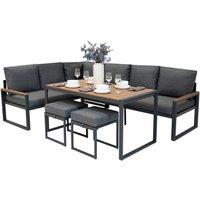 Monstershop Aluminium Corner Sofa Set - Wood Effect in Grey