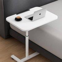 Bed Time UK Adjustable Overbed Bedside Table with Wheels, Rolling Tray Desk in White