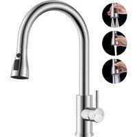 Appaso Kitchen Taps with Pull Out Spray 3 Spary Modes Brushed Stainless Steel in Silver