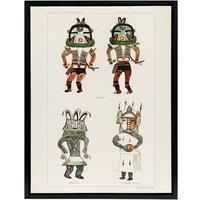 Artery8 Drawing from Hopi Natives Hopi Kachinas Vintage Framed Canvas Wall Art in White | Size: W24 x H32