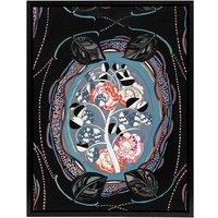 Artery8 Floral Motif Benedictus Vintage Black Framed Canvas Wall Art | Size: W18 x H24