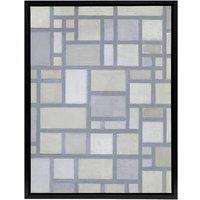 Artery8 Abstract Composition with Gray lines Mondrian Framed Canvas Wall Art in Grey | Size: W12 x H16