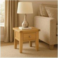 Home Source Bedroom Solid Wooden 1 Drawer Side Lamp Table Bedside Cabinet Oak Top in Light Oak