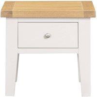 Home Source Bedroom Solid Wooden 1 Drawer Side Lamp Table Bedside Cabinet Oak Top in White