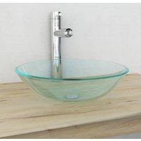 Berkfield Home Basin Tempered Glass 42 cm Transparent in Clear