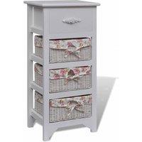 Berkfield Home Cabinet with 1 Drawer & 3 Baskets White Paulownia Wood
