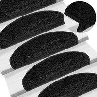 Berkfield Home Carpet Stair Treads 15 pcs Black 65x21x4 cm | Size: Medium