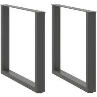 Berkfield Home Coffee Table Legs U-Shaped 2 pcs Anthracite 90x(72-73) cm Steel in Charcoal