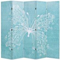 Berkfield Home Folding Room Divider 200x170 cm Butterfly Blue in Aqua