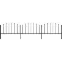 Berkfield Home Garden Fence with Spear Top Steel (1.25-1.5)x5.1 m Black