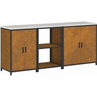 Berkfield Home with Shelf Other with Storage with Door 3 pcs Rusty Weathering steel in Brown