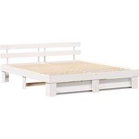 Berkfield Home with Headboard White 200 x 200 cm Solid pine wood