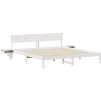 Berkfield Home with Headboard White 200 x 200 cm Solid pine wood