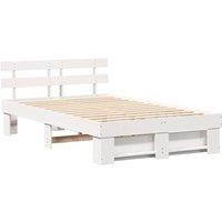 Berkfield Home with Headboard White 140 x 190 cm Solid pine wood