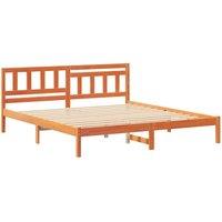 Berkfield Home with Headboard Wax brown 160 x 200 cm Solid pine wood