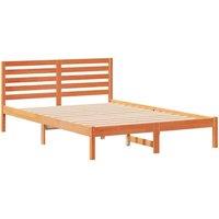 Berkfield Home with Headboard Wax brown 140 x 220 cm Solid pine wood