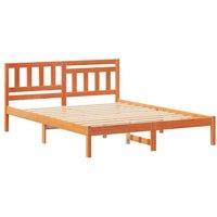 Berkfield Home with Headboard Wax brown 140 x 200 cm Solid pine wood