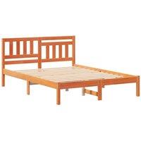 Berkfield Home with Headboard Wax brown 140 x 190 cm Solid pine wood
