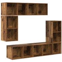Berkfield Home Wall-mounted with Storage 4 pcs Old wood Engineered wood in Brown