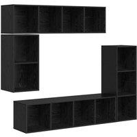 Berkfield Home Wall-mounted with Storage 4 pcs Black oak Engineered wood