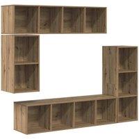 Berkfield Home Wall-mounted with Storage 4 pcs Artisan oak Engineered wood in Brown
