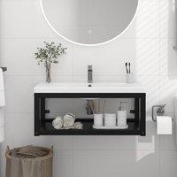 Berkfield Home Wall-mounted Bathroom Washbasin Frame Black 79x38x31 cm Iron | Size: 79 x 38 x 31 cm