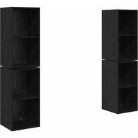 Berkfield Home Wall TV Cabinet 4 pcs Black oak 37 x 37 x 72 cm Engineered wood