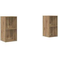 Berkfield Home Wall TV Cabinet 2 pcs Artisan oak 37 x 37 x 72 cm in Brown