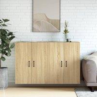 Berkfield Home Wall Mounted Cabinets 2 pcs Sonoma Oak Engineered Wood in Light Tan