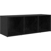 Berkfield Home TV Cabinet with Storage Black oak Engineered Wood
