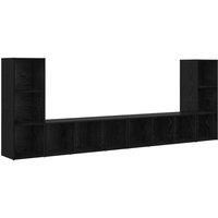 Berkfield Home TV Cabinet with Shelf with Storage 4 pcs Black oak Engineered wood