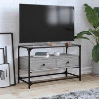 Berkfield Home TV Cabinet with Glass Top Grey Sonoma 80x35x51 cm Engineered Wood | Size: 80 x 35 x 51 cm