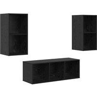 Berkfield Home TV Cabinet Set 3 pcs Black oak 37 x 37 x 107 cm Engineered wood