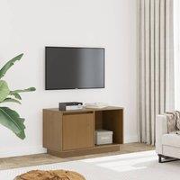 Berkfield Home TV Cabinet Honey Brown 74x35x44 cm Solid Wood Pine | Size: 74 x 35 x 44 cm