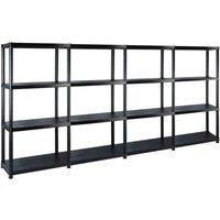 Berkfield Home Storage Shelf 4-Tier Black 244x30.5x130 cm Plastic