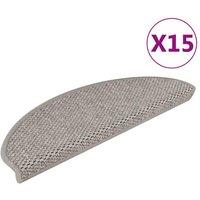 Berkfield Home Stair Mats Self-adhesive Sisal-Look 15 pcs 65x21x4 cm Silver | Size: Medium