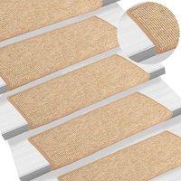 Berkfield Home Stair Mats Self-adhesive 15 pcs Light Brown 65x21x4 cm | Size: Medium