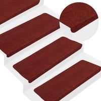 Berkfield Home Stair Mats Self-adhesive 15 pcs 65x24.5x3.5 cm Red | Size: Medium
