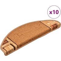 Berkfield Home Stair Mats Self-adhesive 10 pcs 65x21x4 cm Beige | Size: Medium