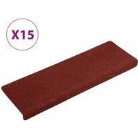Berkfield Home Stair Mats 15 pcs Needle Punch 65x21x4 cm Red | Size: Medium