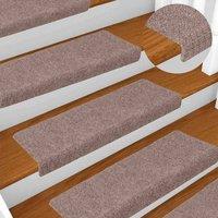 Berkfield Home Stair Mats 15 pcs Needle Punch 65x21x4 cm Brown | Size: Medium