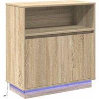 Berkfield Home Sideboard with LED Sonoma Oak 71x34, 5x75 cm Engineered Wood in Brown