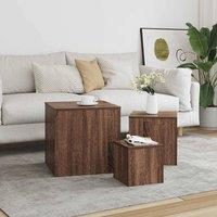 Berkfield Home Side Tables 3 pcs Brown Oak Engineered Wood
