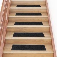 Berkfield Home Self-adhesive Stair Mats Rectangular 15 pcs 76x20 cm Black | Size: Medium
