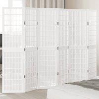 Berkfield Home Room Divider 6 Panels White Solid Wood Paulownia