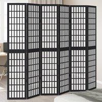 Berkfield Home Room Divider 6 Panels Black Solid Wood Paulownia