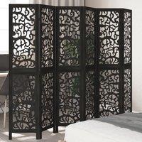 Berkfield Home Room Divider 6 Panels Black Solid Wood Paulownia