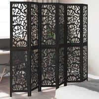 Berkfield Home Room Divider 6 Panels Black Solid Wood Paulownia