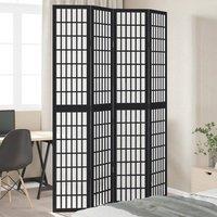 Berkfield Home Room Divider 4 Panels Black Solid Wood Paulownia