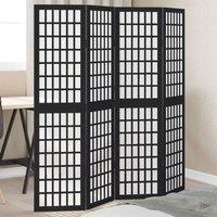 Berkfield Home Room Divider 4 Panels Black Solid Wood Paulownia